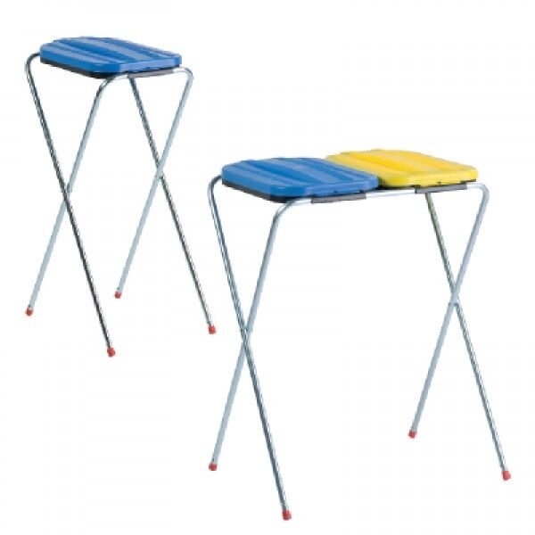 Abfallsackbehälter mit Deckel, blau/gelb